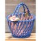 kevinsgiftshoppe Ceramic Small Woven Blue Basket with Pink Rose Flowers Home Decor